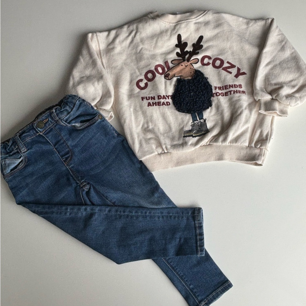 Zara Cozy Sweatshirt & Denim Jeans Bundle